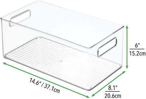 mDesign Small Plastic Office Storage Container Bins w/Handles for Organization in Filing Cabinet, Closet Shelf, Desk Drawers, Organizer for Notes, Pens, Pencils - Ligne Collection, 2 Pack - Clear in Kuwait