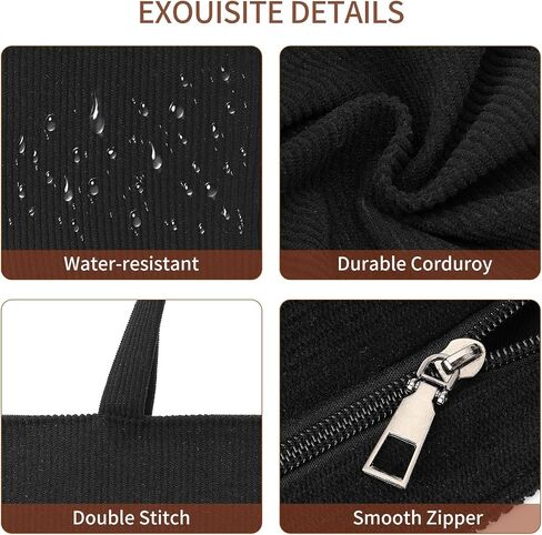 Corduroy Tote Bag for Women Crossbody Bags Lightweight Handbags Shoulder Bag with Zipper Pockets for Work Shopping in Saudi Arabia