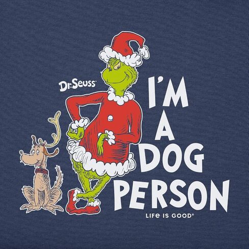 الحياة جيدة. تي شيرت رجالي مطبوع عليه I'm a Dog Person Grinch بأكمام قصيرة من Crusher، باللون الأزرق الداكن in Saudi Arabia