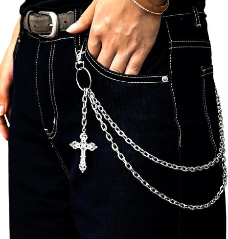 Jean Chains for Men Women Pocket Chain Goth Accessories Punk Pants Fashion Chain Cross Chain Belt Best for Dancers,Skateboarders Bikers Motorcyclists Punk Hip - Hop Enthusiasts in Saudi Arabia