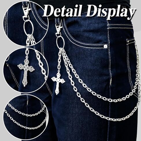 Jean Chains for Men Women Pocket Chain Goth Accessories Punk Pants Fashion Chain Cross Chain Belt Best for Dancers,Skateboarders Bikers Motorcyclists Punk Hip - Hop Enthusiasts in Saudi Arabia