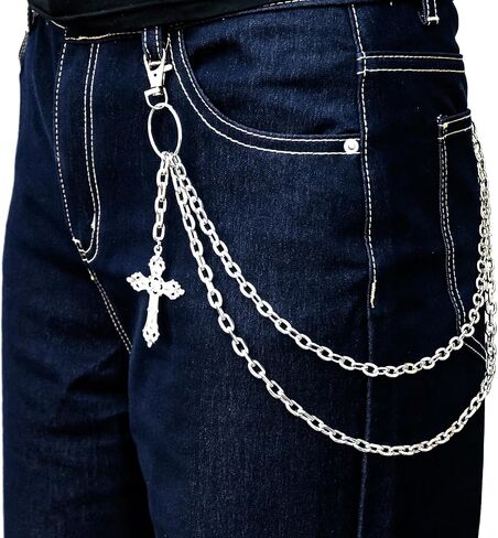 Jean Chains for Men Women Pocket Chain Goth Accessories Punk Pants Fashion Chain Cross Chain Belt Best for Dancers,Skateboarders Bikers Motorcyclists Punk Hip - Hop Enthusiasts in Saudi Arabia
