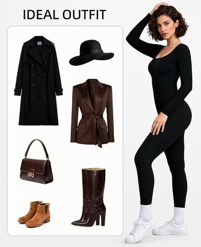 Long Sleeve Jumpsuit Built-in Bra Square Neck Ribbed Yoga Bodycon Jumpsuits For Women in Kuwait