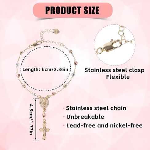 Steering Wheel Rosary Charm Accessory, Rosary Car Rear View Mirror Hanging Accessory with Virgin Mary Rearview Cross Pendant Catholic Religious Gifts Fit Men Women Catholic Beads Chain for Car in Saudi Arabia