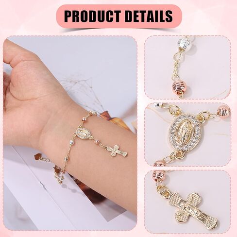 Steering Wheel Rosary Charm Accessory, Rosary Car Rear View Mirror Hanging Accessory with Virgin Mary Rearview Cross Pendant Catholic Religious Gifts Fit Men Women Catholic Beads Chain for Car in Saudi Arabia