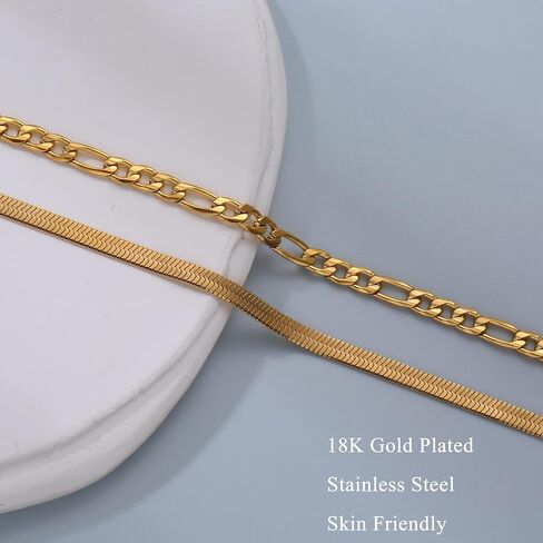 Gold Bracelets for Women Non Tarnish Trendy 14K Gold Plated Dainty Stackable Bracelet Stack Waterproof Lightweight Fashion Cute Jewelry Gift for Women 6.3-7.9 Inches in Saudi Arabia