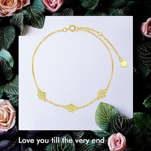 14K Solid Gold Rose Flower Bracelet for Women, Yellow Gold Created Three Flower Bracelet, Anniversary Birthday Jewelry Gifts for Wife Mom Girlfriend, 6.5+2 Inch in Saudi Arabia