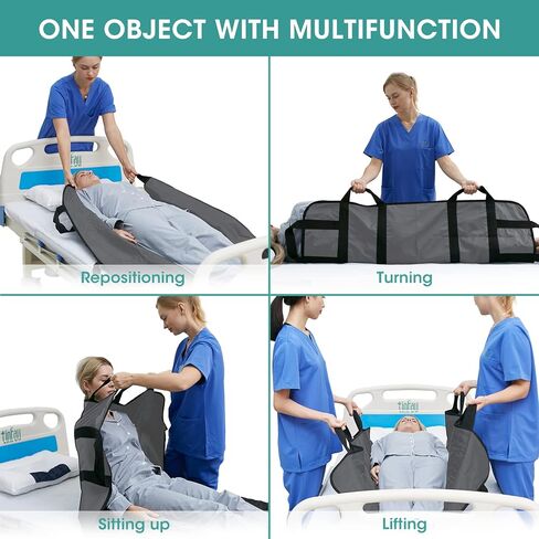 Bed Positioning Pad for Turning, Lifting & Sliding, 50" X 40" Multipurpose Waterproof Transfer Sheet with Reinforced Handle, Reusable Washable Patient Positioning Sheet for Bedridden, Caregiver, Black in Kuwait