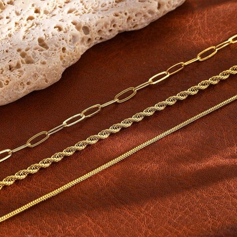 Gold Bracelets for Women Non Tarnish Trendy 14K Gold Plated Dainty Stackable Bracelet Stack Waterproof Lightweight Fashion Cute Jewelry Gift for Women 6.3-7.9 Inches in Saudi Arabia