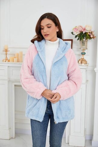 acdiac Kawaii Animal Hoodie Bunny/Bear Ear Hoodies Tops For Women Fluffy Rabbit Sweater Zip Jacket Coats in Kuwait
