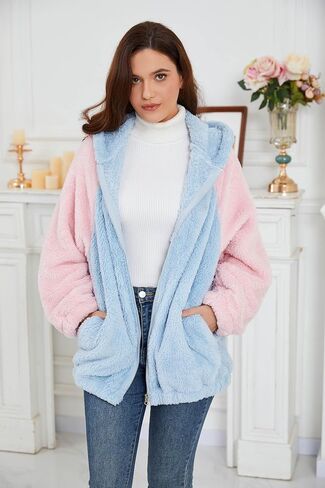 acdiac Kawaii Animal Hoodie Bunny/Bear Ear Hoodies Tops For Women Fluffy Rabbit Sweater Zip Jacket Coats in Kuwait