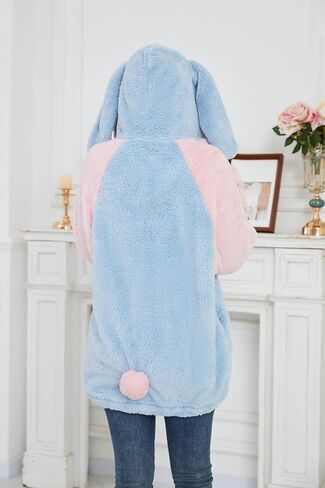 acdiac Kawaii Animal Hoodie Bunny/Bear Ear Hoodies Tops For Women Fluffy Rabbit Sweater Zip Jacket Coats in Kuwait