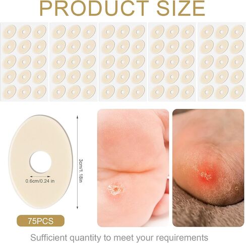 75pcs Corn Cushions, Corn Pads for Toes Latex Sponge Foot Callus Pads Self-Adhesive Foot Care Cushions Corn Protectors for Men Women Feet Toes (Round) in Kuwait