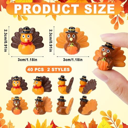 40 Pcs Thanksgiving Mini Resin Turkey Miniature Resin Turkey Figurines for Thanksgiving Decoration Ornaments Crafts Moss Landscape in Saudi Arabia