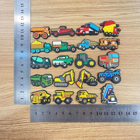 20 PCS Construction Vehicle Shoe Decoration – Cute Truck & Excavator Croc Charms for Boys & Girls, Fun Sandal Accessories in Saudi Arabia