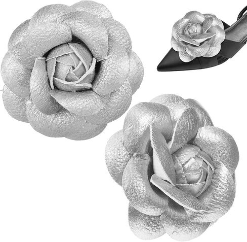 GALPADA 2 Pcs Faux Leather Flower Clips for Shoes, Rose Flower Shoe Clips DIY Decoration for Flats Heels Sandals Boots in Saudi Arabia