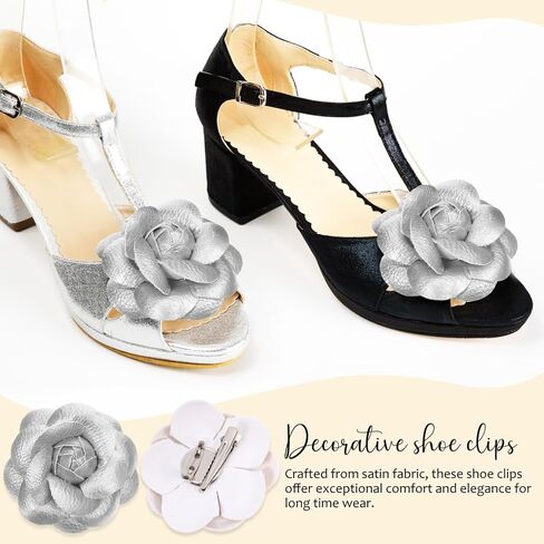 GALPADA 2 Pcs Faux Leather Flower Clips for Shoes, Rose Flower Shoe Clips DIY Decoration for Flats Heels Sandals Boots in Saudi Arabia