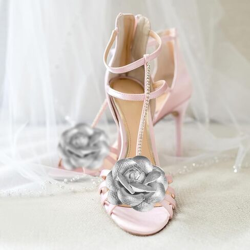 GALPADA 2 Pcs Faux Leather Flower Clips for Shoes, Rose Flower Shoe Clips DIY Decoration for Flats Heels Sandals Boots in Saudi Arabia