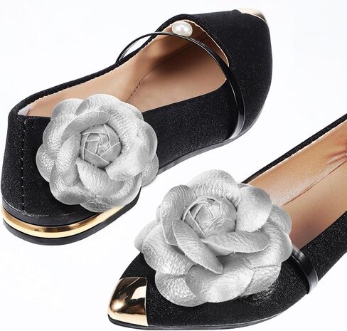 GALPADA 2 Pcs Faux Leather Flower Clips for Shoes, Rose Flower Shoe Clips DIY Decoration for Flats Heels Sandals Boots in Saudi Arabia
