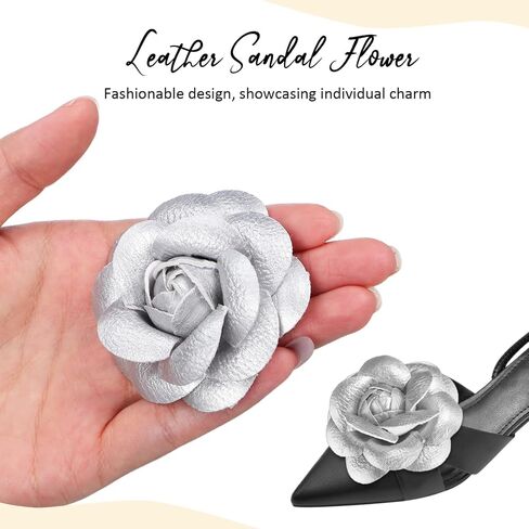 GALPADA 2 Pcs Faux Leather Flower Clips for Shoes, Rose Flower Shoe Clips DIY Decoration for Flats Heels Sandals Boots in Saudi Arabia