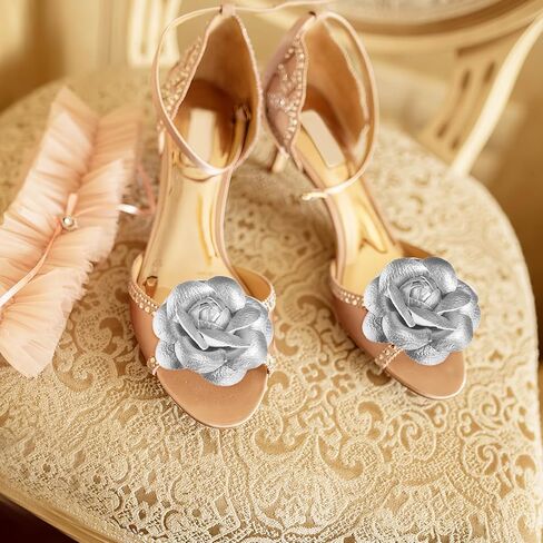 GALPADA 2 Pcs Faux Leather Flower Clips for Shoes, Rose Flower Shoe Clips DIY Decoration for Flats Heels Sandals Boots in Saudi Arabia
