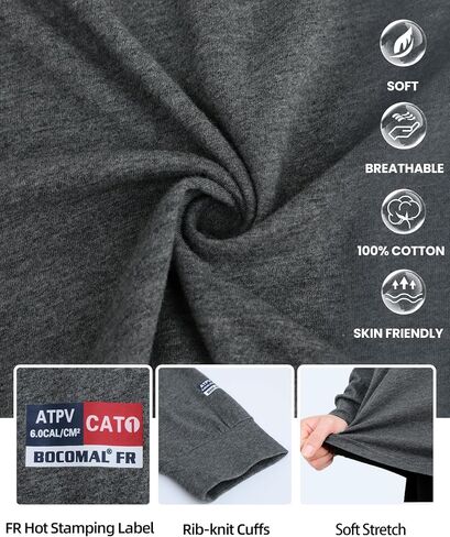 BOCOMAL FR Shirts for Summer Vented Mesh Loose Fit 4oz EX Lightweight Flame Resistant Base Layer CAT1 Crew Shirt in Saudi Arabia