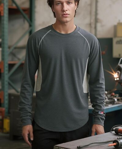 BOCOMAL FR Shirts for Summer Vented Mesh Loose Fit 4oz EX Lightweight Flame Resistant Base Layer CAT1 Crew Shirt in Saudi Arabia