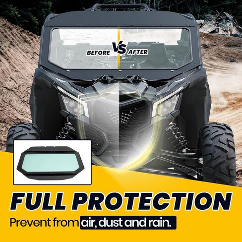 HECASA Full Glass Windshield and Sun Visor Compatible with 2017 2018 2019 2020 2021 2022 2023 Can Am Maverick X3 All Models in Saudi Arabia