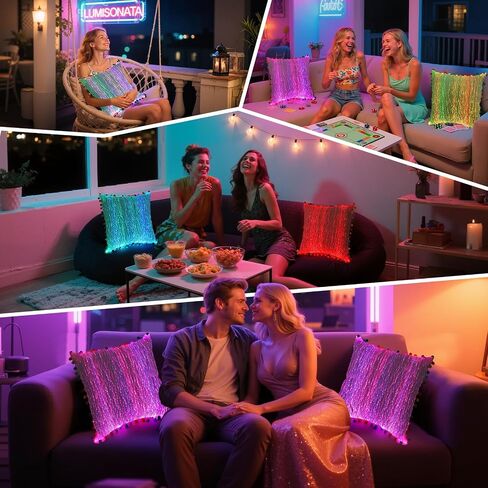 Throw Pillow Cover 18x18 Cushion Case LED Decorative Pillow Covers Square Outdoor Light up Pillowcase for Christmas Party in Saudi Arabia