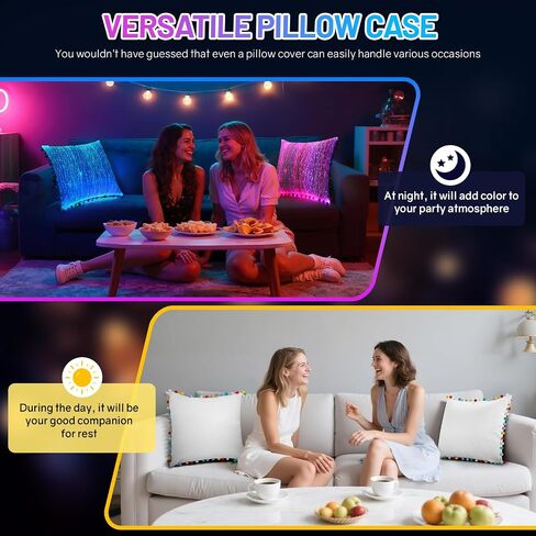 Throw Pillow Cover 18x18 Cushion Case LED Decorative Pillow Covers Square Outdoor Light up Pillowcase for Christmas Party in Saudi Arabia