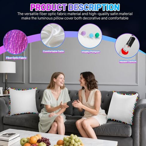 Throw Pillow Cover 18x18 Cushion Case LED Decorative Pillow Covers Square Outdoor Light up Pillowcase for Christmas Party in Saudi Arabia