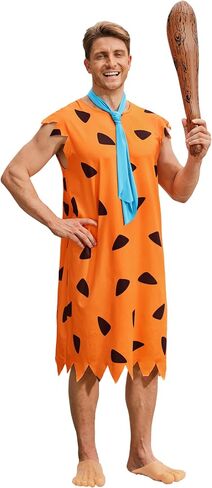 Arvilhill Mens 3 Pcs Caveman Costume Tunic Tie Bat Halloween Adult Party Outfits (M-4XL) in Saudi Arabia
