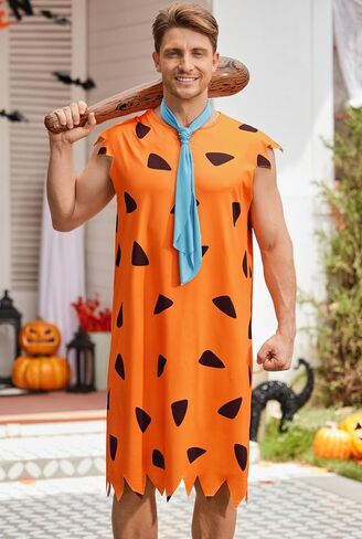 Arvilhill Mens 3 Pcs Caveman Costume Tunic Tie Bat Halloween Adult Party Outfits (M-4XL) in Saudi Arabia