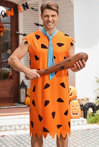 Arvilhill Mens 3 Pcs Caveman Costume Tunic Tie Bat Halloween Adult Party Outfits (M-4XL) in Saudi Arabia