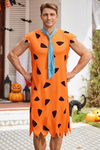 Arvilhill Mens 3 Pcs Caveman Costume Tunic Tie Bat Halloween Adult Party Outfits (M-4XL) in Saudi Arabia
