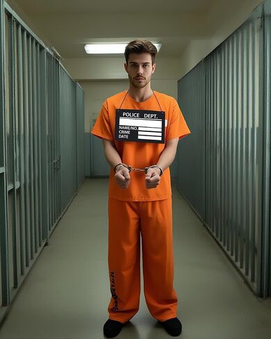زي السجين للبالغين - زي السجن البرتقالي للرجال زي جيلبيرد لحفلات الهالوين التنكرية in Kuwait