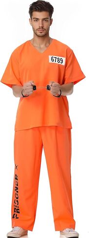 زي السجين للبالغين - زي السجن البرتقالي للرجال زي جيلبيرد لحفلات الهالوين التنكرية in Kuwait