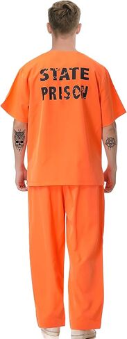 زي السجين للبالغين - زي السجن البرتقالي للرجال زي جيلبيرد لحفلات الهالوين التنكرية in Kuwait