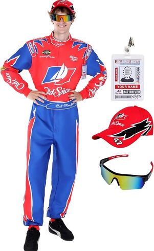Adult Race Car Driver Costume,Men Racing Jumpsuit Accessories Full Set for Halloween Cosplay,cap,ID,Sunglasses in Saudi Arabia