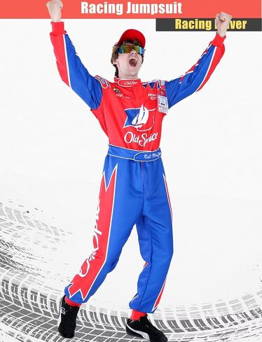 Adult Race Car Driver Costume,Men Racing Jumpsuit Accessories Full Set for Halloween Cosplay,cap,ID,Sunglasses in Saudi Arabia