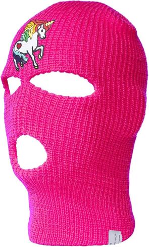 قناع التزلج رينبو يونيكورن ذو 3 فتحات، وردي فاقع in Kuwait