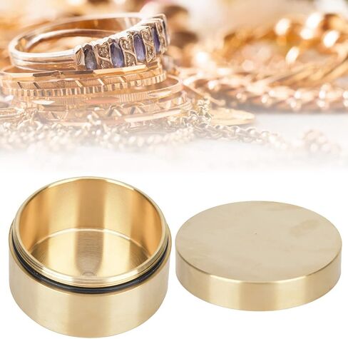 Brass Jewelry Storage Box, Outdoor Round Shape Sealed Box, Medication Sealed Container, Mini Storage Box for Coins, Rings, Tea Leaves, and Jewelry, Large Size in Saudi Arabia