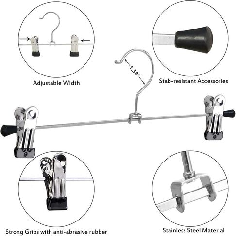 NORTHERN BROTHERS Pants Hangers with Clips 20 Pack, Adjustable Skirt Hangers for Women Metal Pants Hangers for Jeans in Saudi Arabia