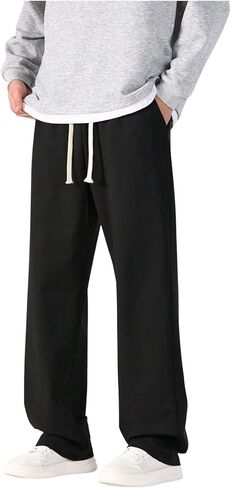 SOLY HUX Men's Baggy Sweatpants Drawstring Elastic Waist Straight Leg Workout Pants with Pockets in Saudi Arabia