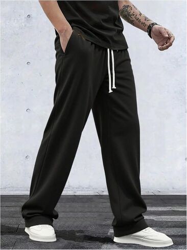 SOLY HUX Men's Baggy Sweatpants Drawstring Elastic Waist Straight Leg Workout Pants with Pockets in Saudi Arabia