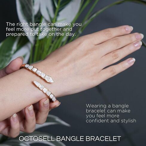 Dazzling Snake Cuff Bracelet for Women | Mother-of-Pearl & Cubic Zirconia Bangle in Saudi Arabia