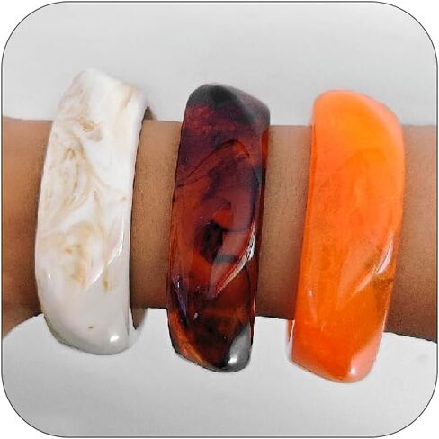 Acrylic Chunky Bangle Bracelets for Women 3 Pcs Colorful Square Resin Bangle Irregular Punk Acrylic Bracelet Geometric Wide Wristband Bracelets Fashions Statement Jewelry Set in Saudi Arabia