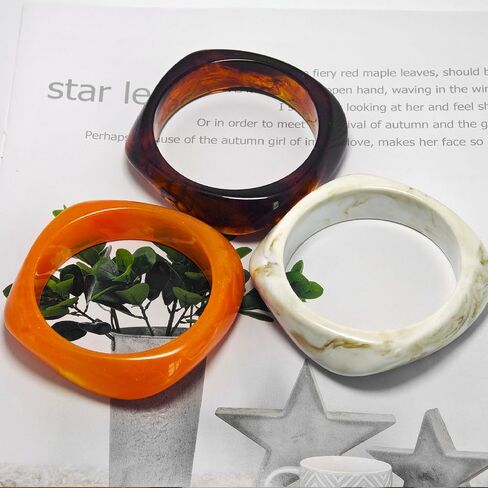 Acrylic Chunky Bangle Bracelets for Women 3 Pcs Colorful Square Resin Bangle Irregular Punk Acrylic Bracelet Geometric Wide Wristband Bracelets Fashions Statement Jewelry Set in Saudi Arabia
