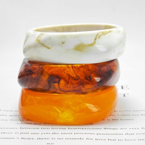 Acrylic Chunky Bangle Bracelets for Women 3 Pcs Colorful Square Resin Bangle Irregular Punk Acrylic Bracelet Geometric Wide Wristband Bracelets Fashions Statement Jewelry Set in Saudi Arabia