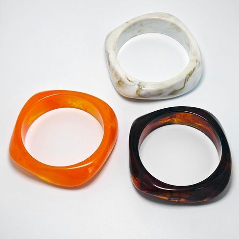 Acrylic Chunky Bangle Bracelets for Women 3 Pcs Colorful Square Resin Bangle Irregular Punk Acrylic Bracelet Geometric Wide Wristband Bracelets Fashions Statement Jewelry Set in Saudi Arabia